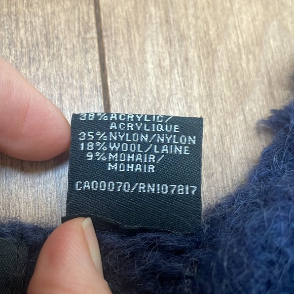 Press wool mohair blend navy blue swan knit sweater round neck size M - Picture 10 of 14